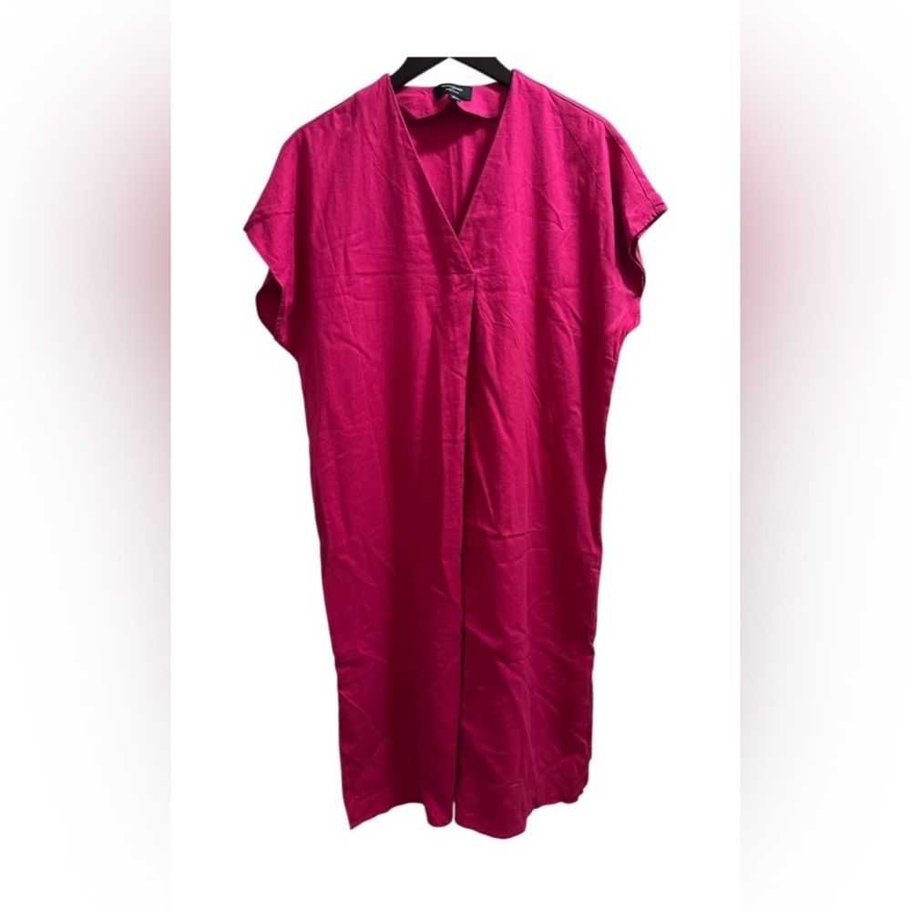 Banana Republic Linen Blend V-Neck Dress Pink